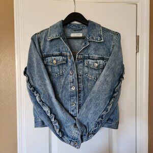 Jean Jacket by Ci Sono with Ruffles on Back and Sleeves with Pockets Size Large